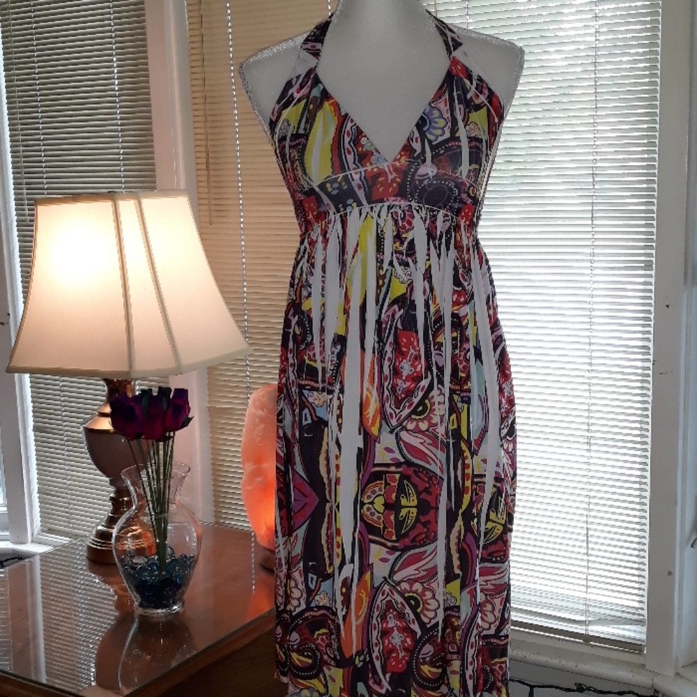 Belize halter style multicolored womens dress